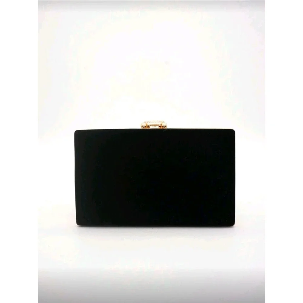 New black Velvet Box-Shaped Party Clutch, Formal Wedding Bag‎ Purse For Woman